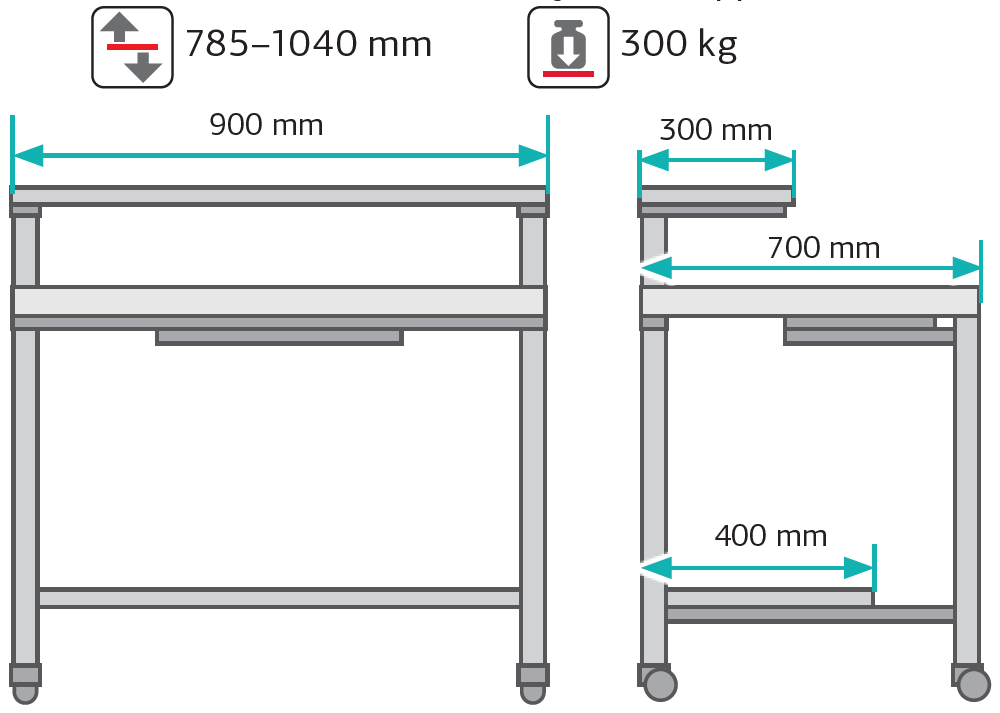 MOVABLE COMPUTER AES TROLLEY ESD - Technical